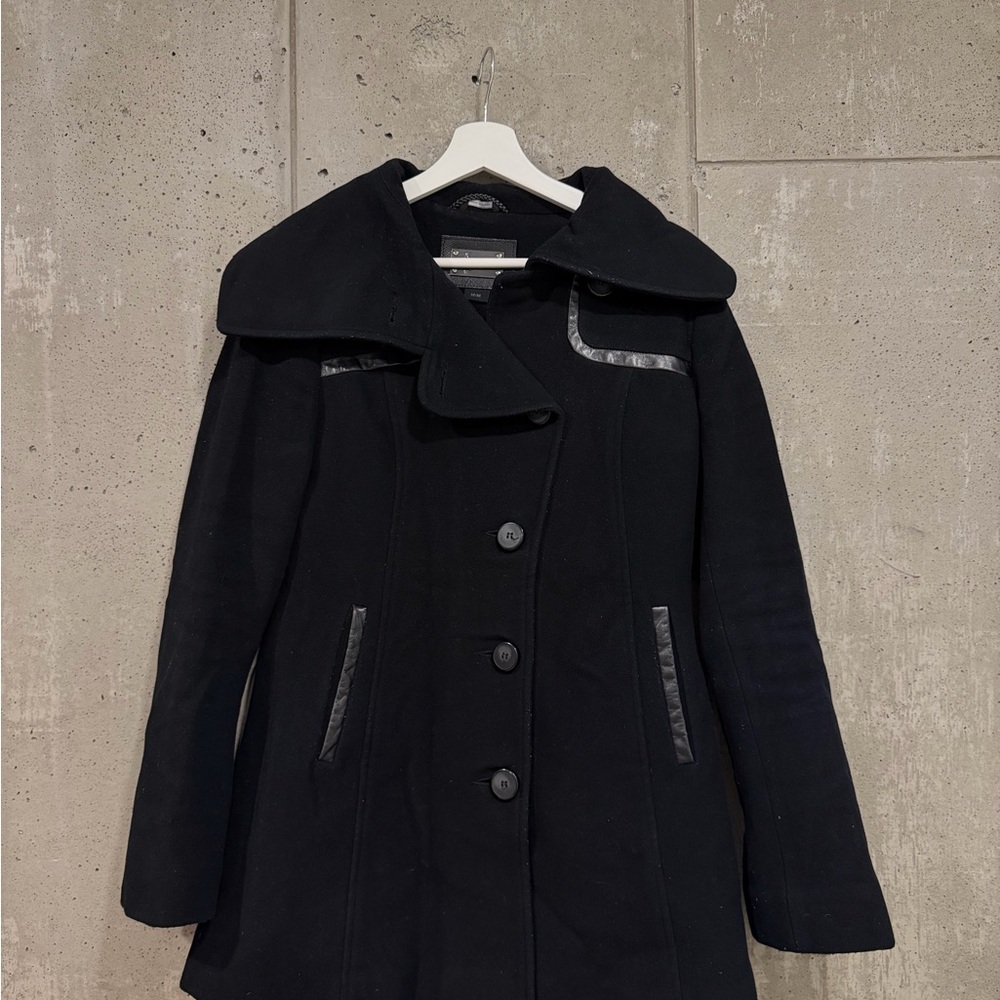Mackage Black Coat with Leather Accents